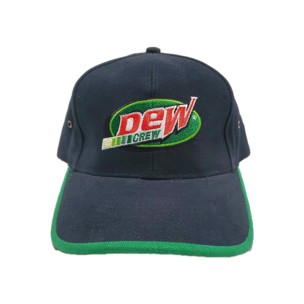 Mountain Dew Dew Crew Black Green Embroidered Adjustable Baseball Hat‎ Cap